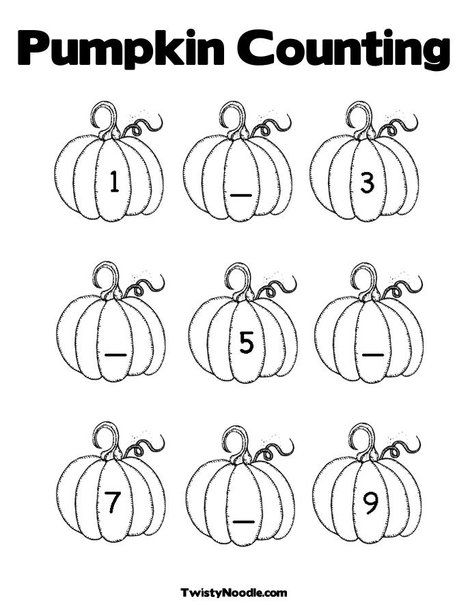 Pumpkin counting coloring page from twistynoodle halloween worksheets thanksgiving coloring pages pumpkin coloring pages