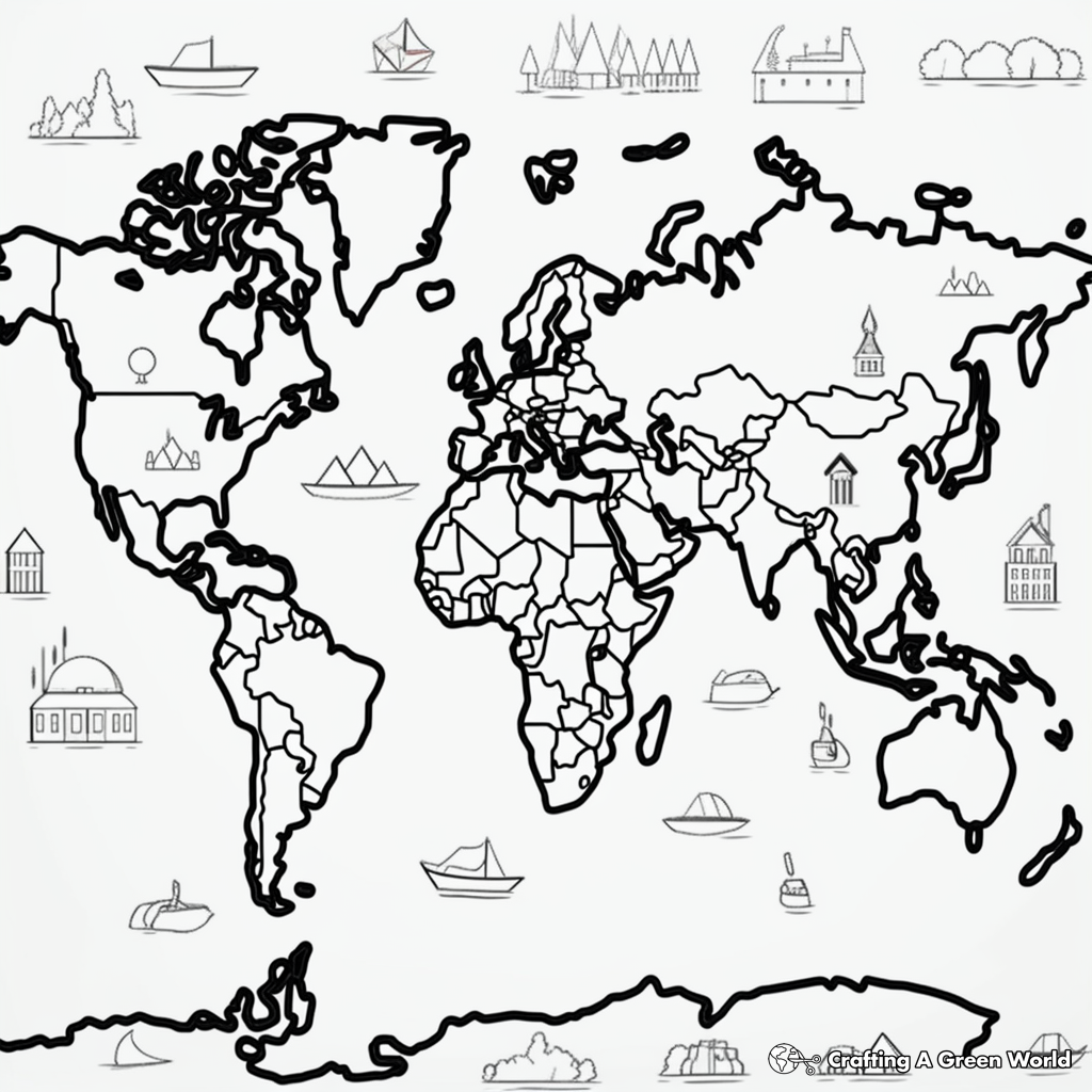 World map coloring pages