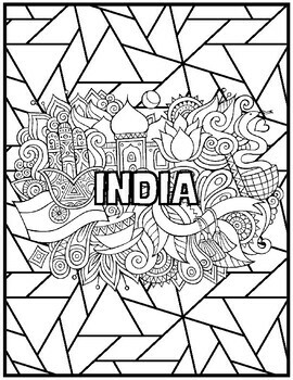 Countries around the world coloring pages pop art inspired coloring sheets