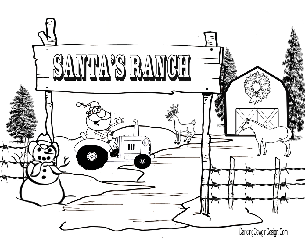 Western christmas coloring pages