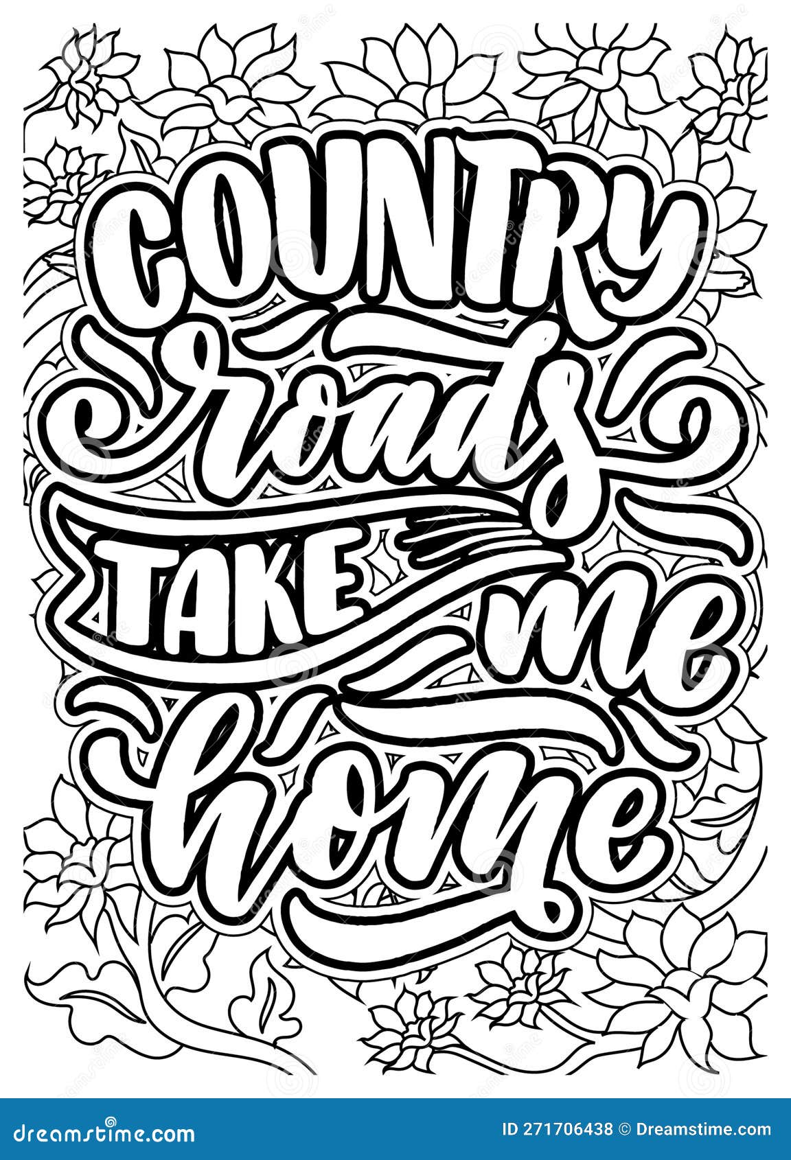 Country music inspirational quote coloring pages for adults country music coloring page design stock illustration