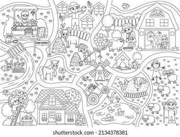 Farm coloring pages stock photos