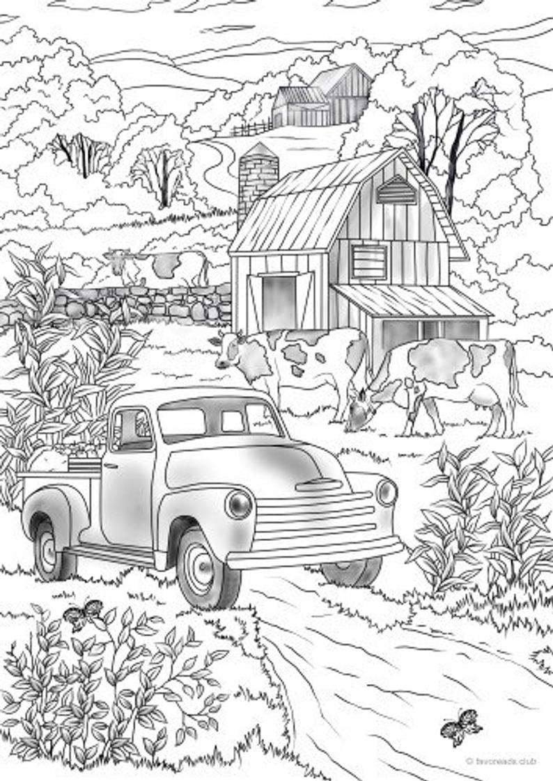 Farm life bundle printable adult coloring pages from favoreads coloring book pages for adults coloring sheets coloring designs download now