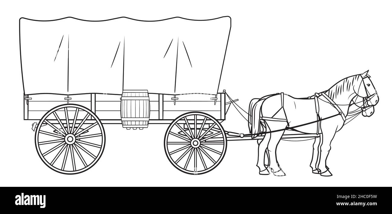 Covered wagon illustration cut out stock images pictures