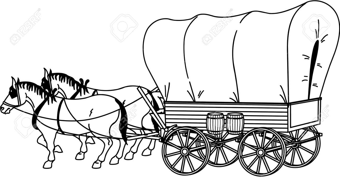 Covered wagon illustration royalty free svg cliparts vectors and stock illustration image