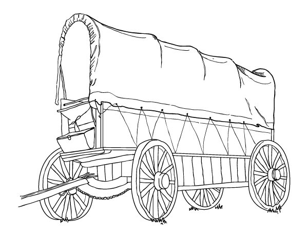 Printable covered wagon coloring page