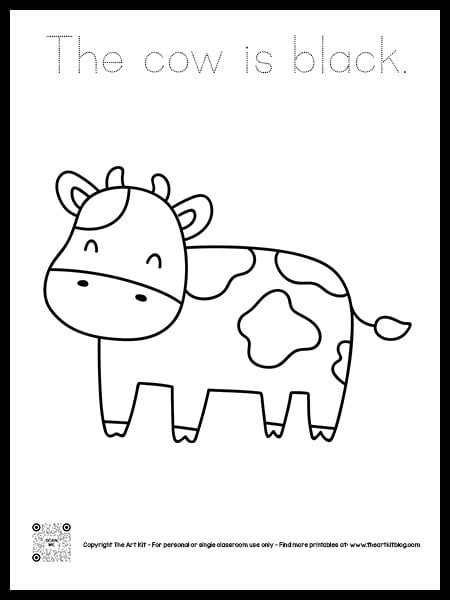 Black cow coloring pages dotted font â the art kit