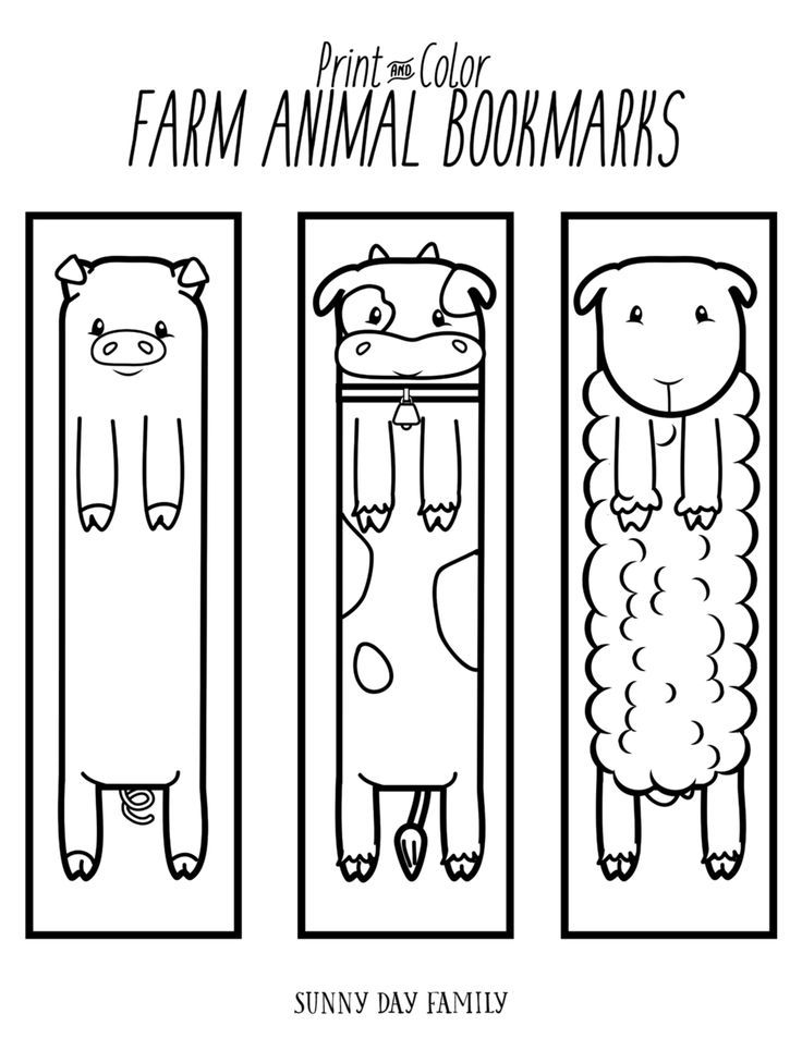 Free printable farm animal bookmarks for kids to color bookmarks kids coloring bookmarks free coloring bookmarks