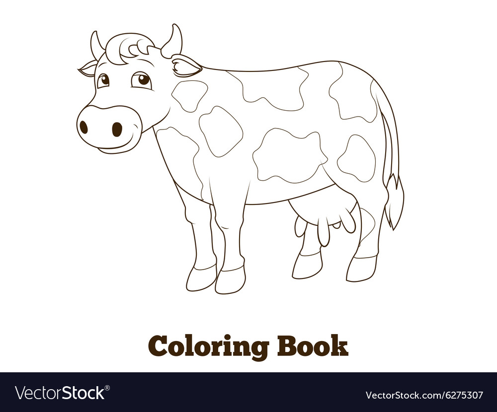 Coloring book cow cartoon educational royalty free vector