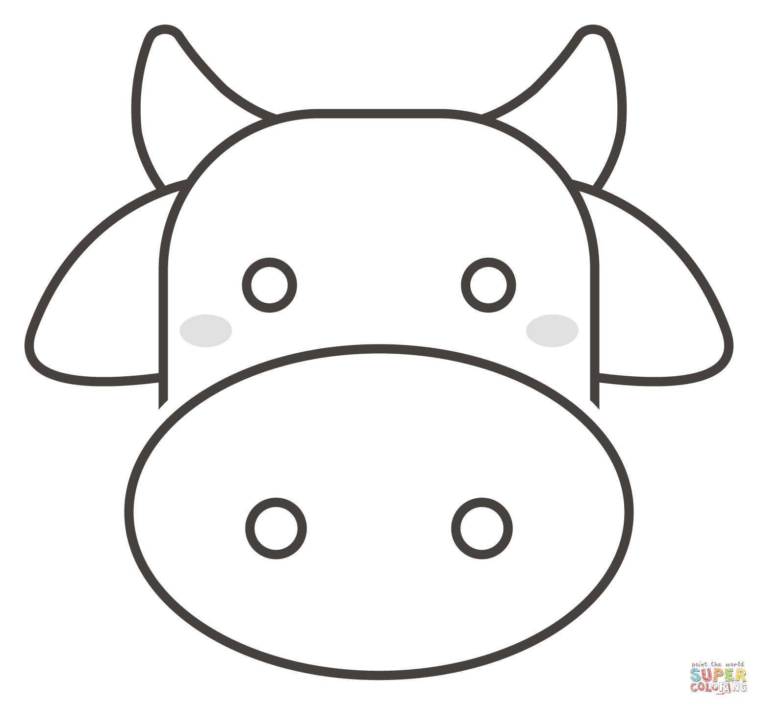 Cow face coloring page free printable coloring pages