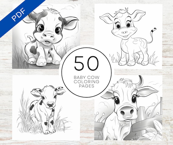 Kdp interior baby cow coloring pages x printable pdf canva template cute coloring book for kids adults