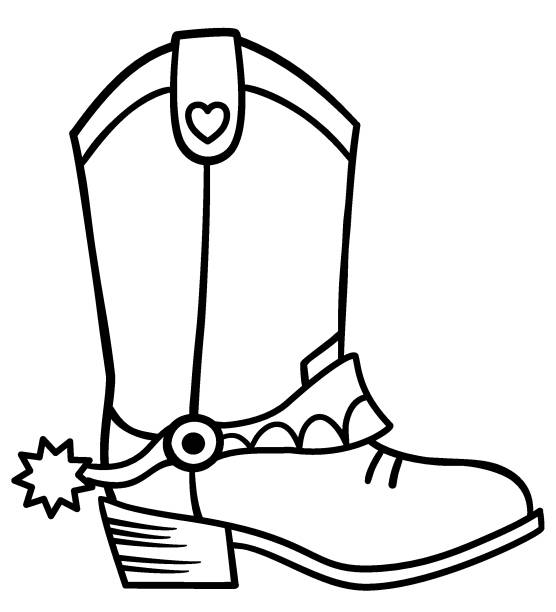 Cowboy boots vector little cowboy boot illustration outline style for coloring book or print isolated on white background stock illustration