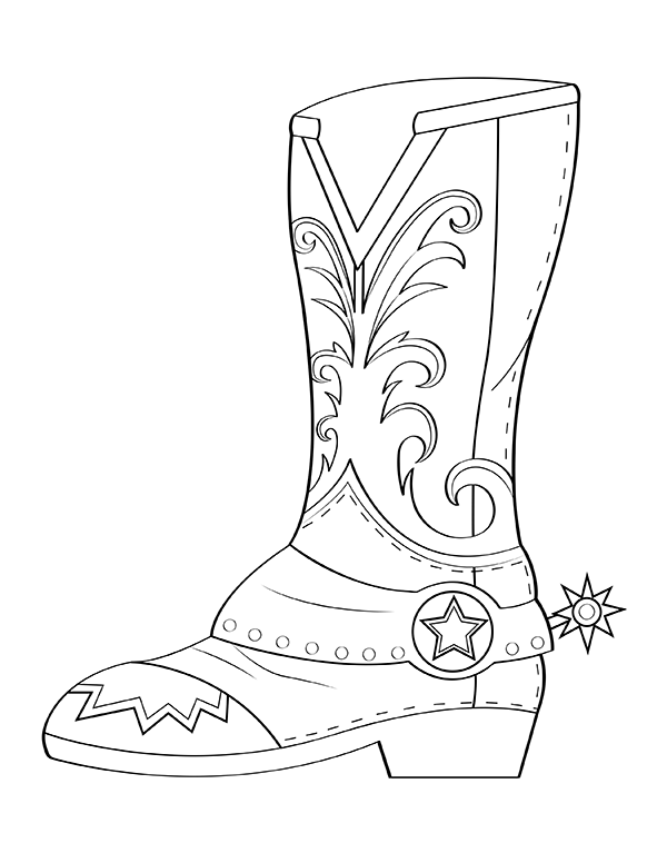 Printable cowboy boot coloring page