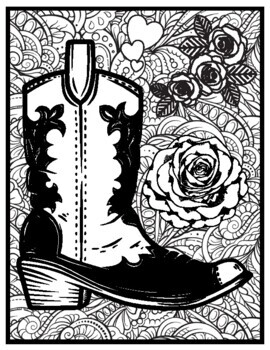 Mindfull cowboy boots coloring pages by qetsy tpt