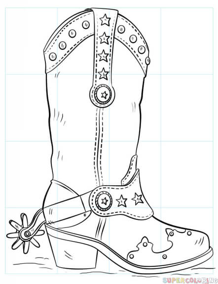 How to draw a cowboy boot step by step drawing tutorials