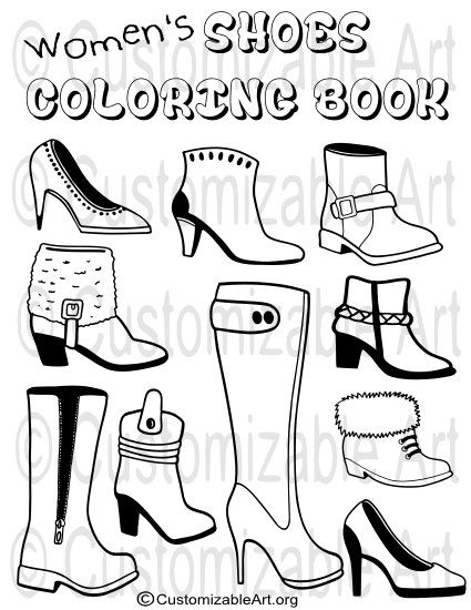 Printable coloring book pdf womens girls shoes boots colouring etsy printable coloring book printable coloring coloring books