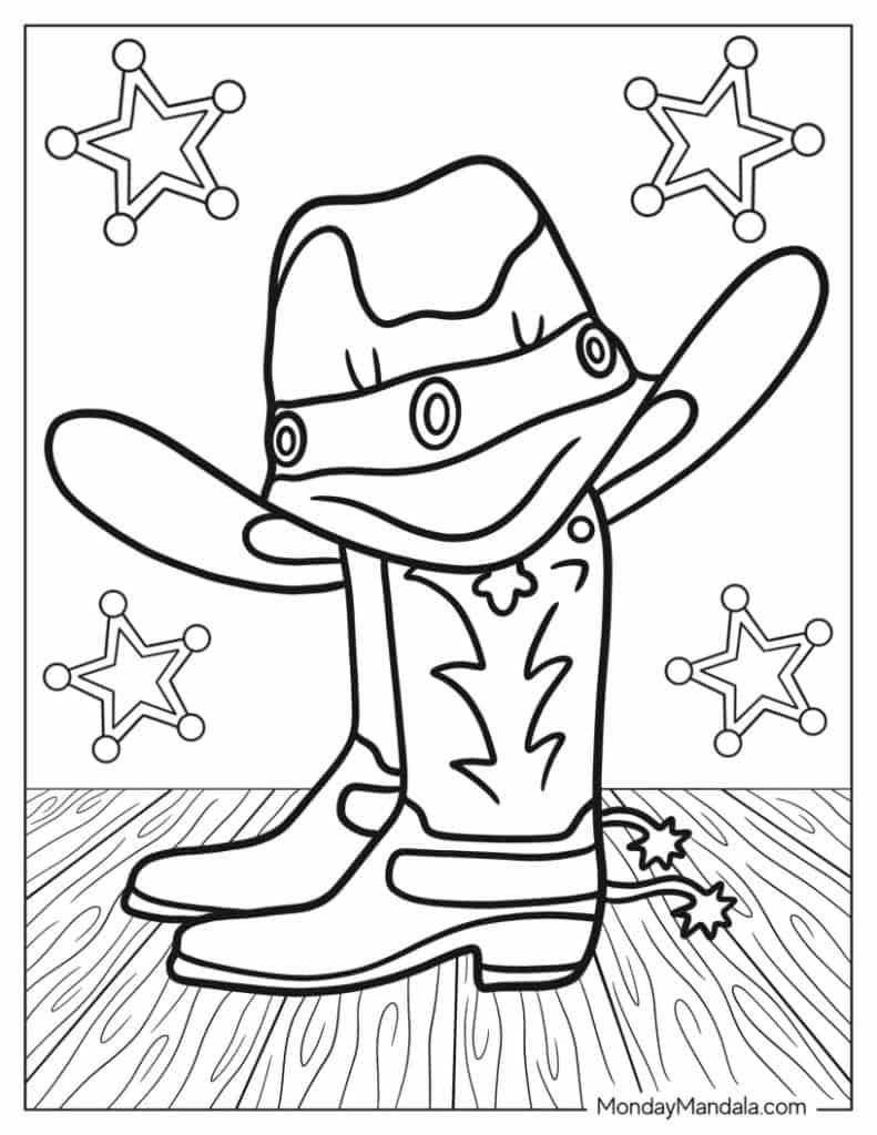 Cowboy coloring pages free pdf printables