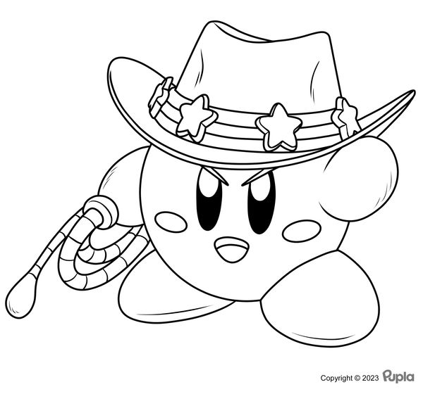 Kirby with cowboy hat and lasso coloring page cowboy hats cowboy kirby