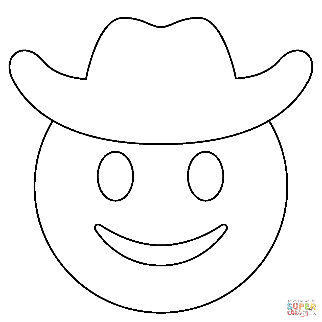 Cowboy hat face emoji coloring page free printable coloring pages