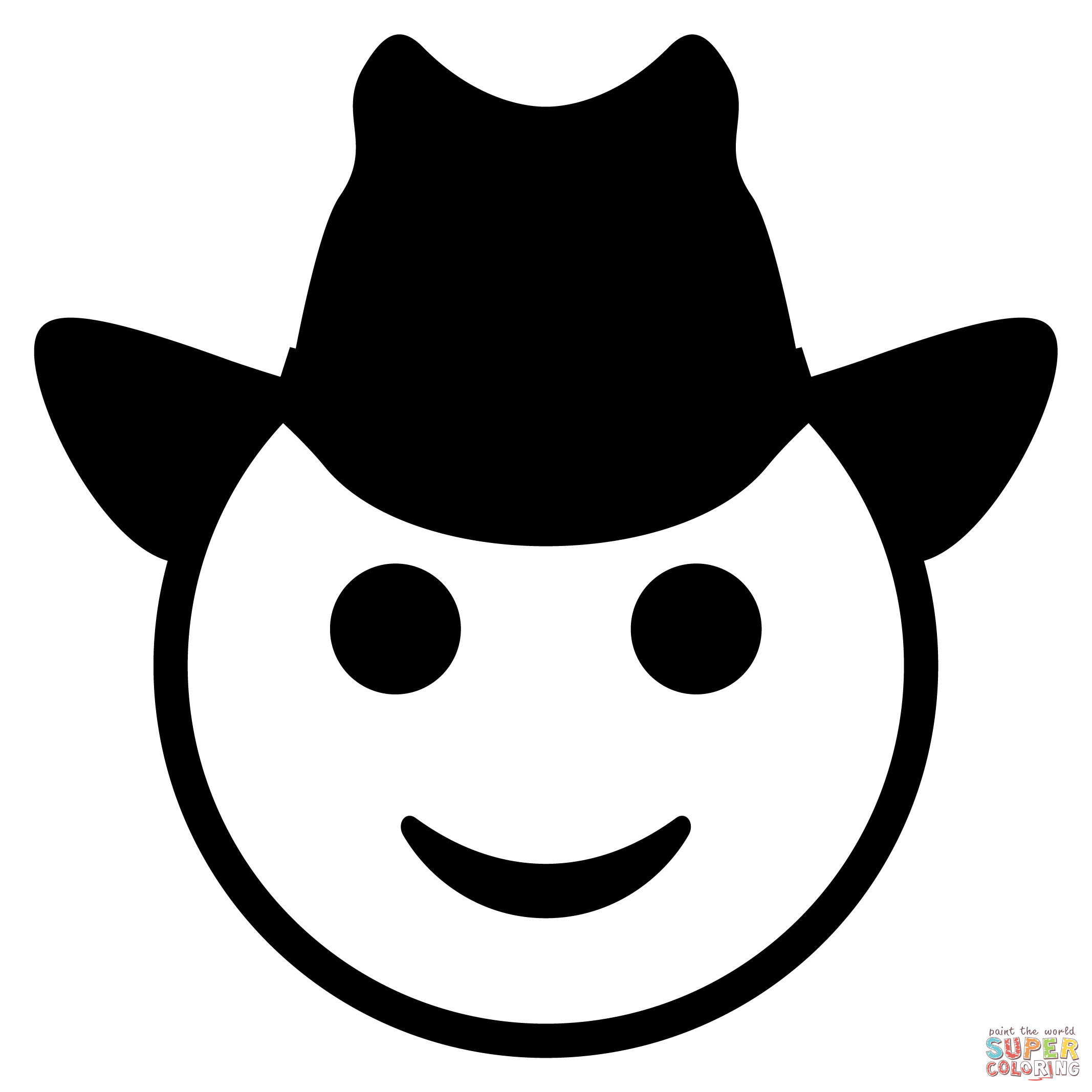 Cowboy hat face emoji coloring page free printable coloring pages