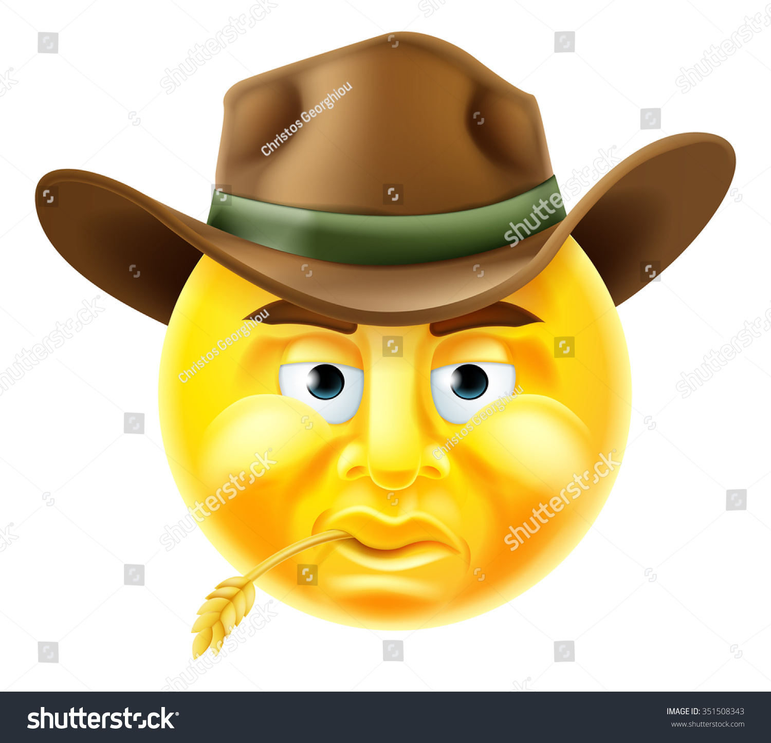 Cartoon emoji emoticon cowboy smiley face stock vector royalty free