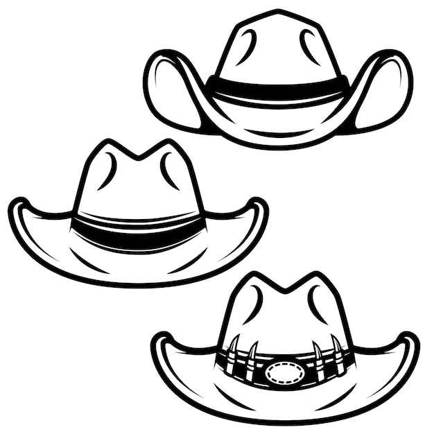 Premium vector set of cowboy hats on white background element for logo label emblem sign illustration