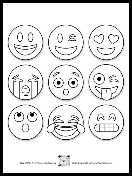 Emoji coloring page â crying face free printable â the art kit