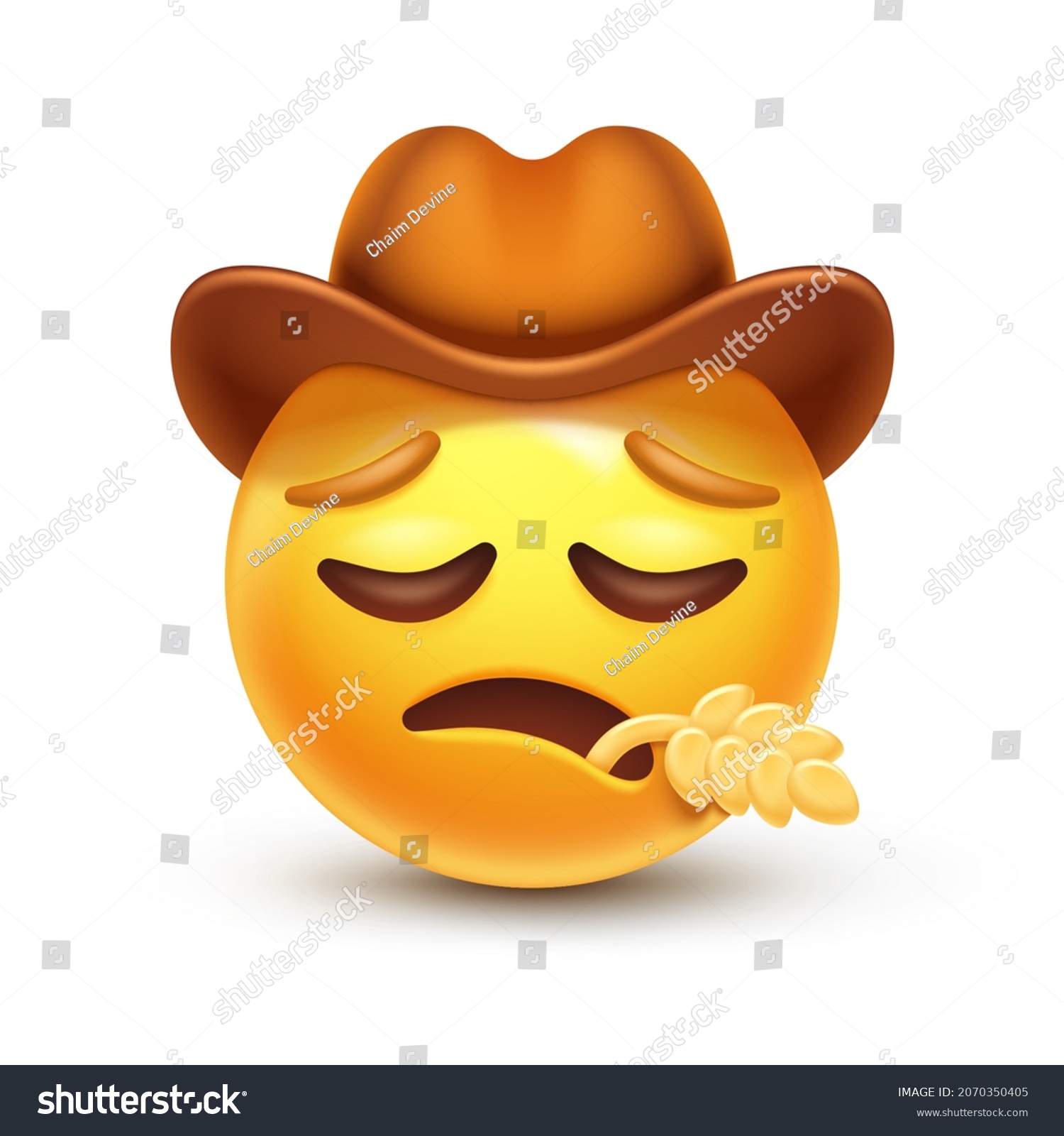 Sad cowboy emoji emoticon leather cowboy stock vector royalty free