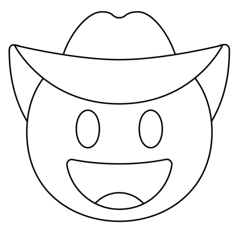 Cowboy hat face emoji coloring page free printable coloring pages