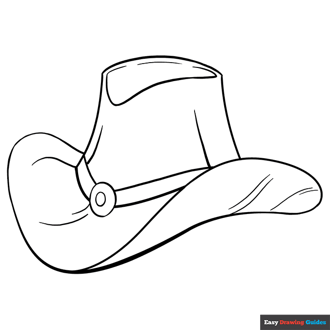 Cowboy hat coloring page easy drawing guides