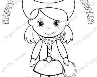 Buy personalized cowgirl coloring page birthday party favor colouring activity sheet personalized printable template online in india