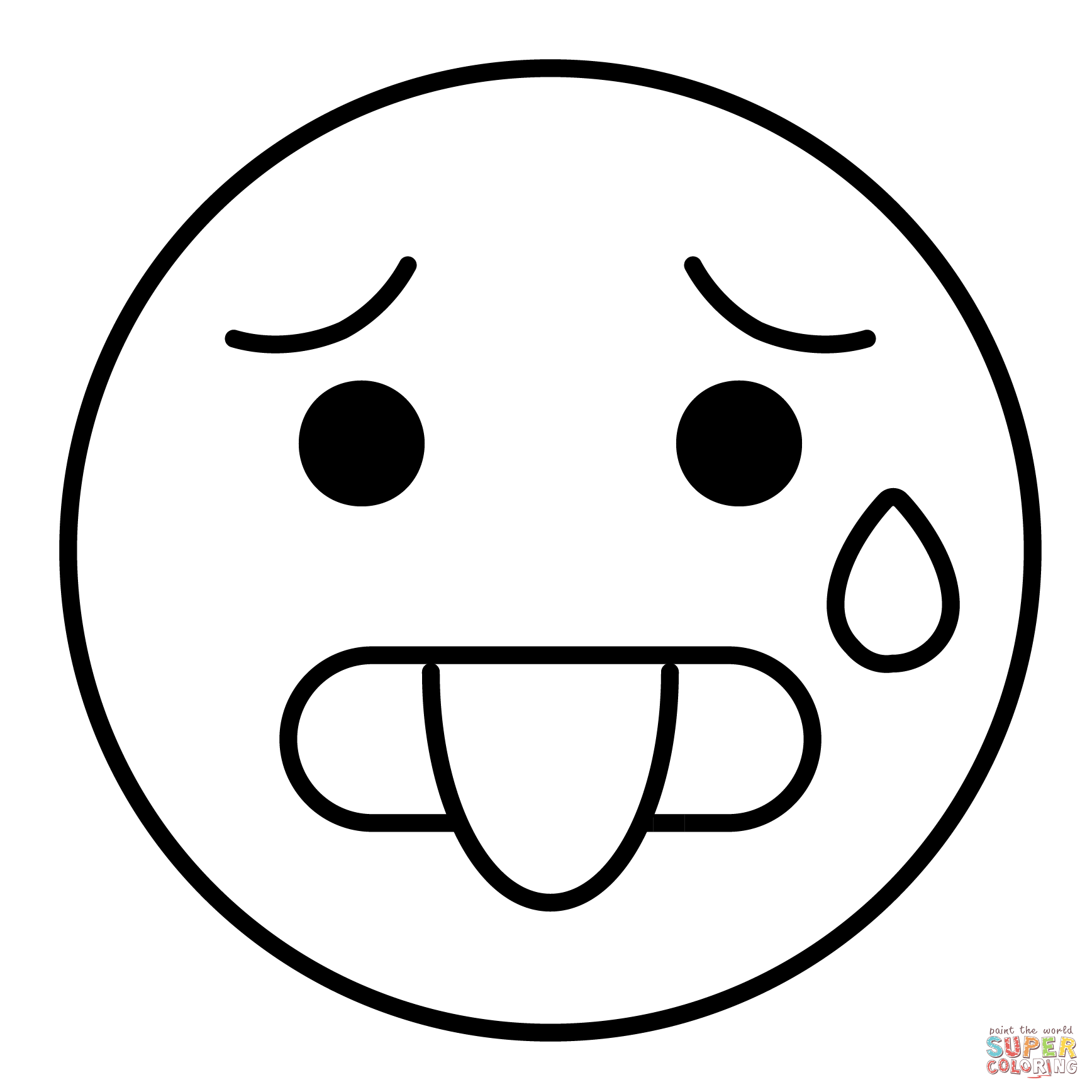 Hot face emoji coloring page free printable coloring pages