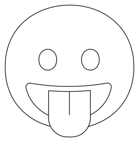 Face with tongue emoji coloring page free printable coloring pages
