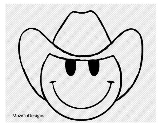 Smiley face with cowboy hat svg