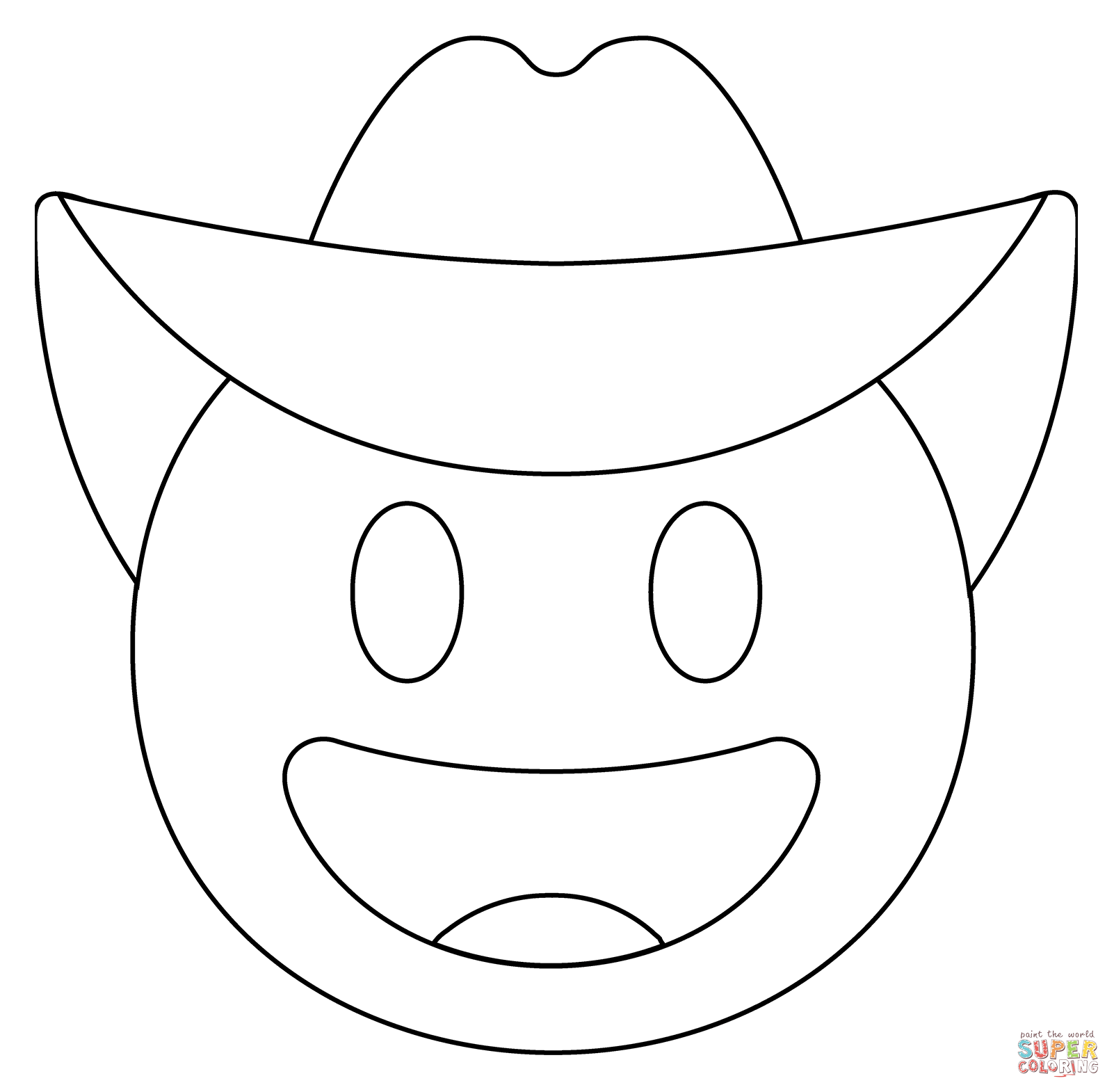 Cowboy hat face emoji coloring page free printable coloring pages