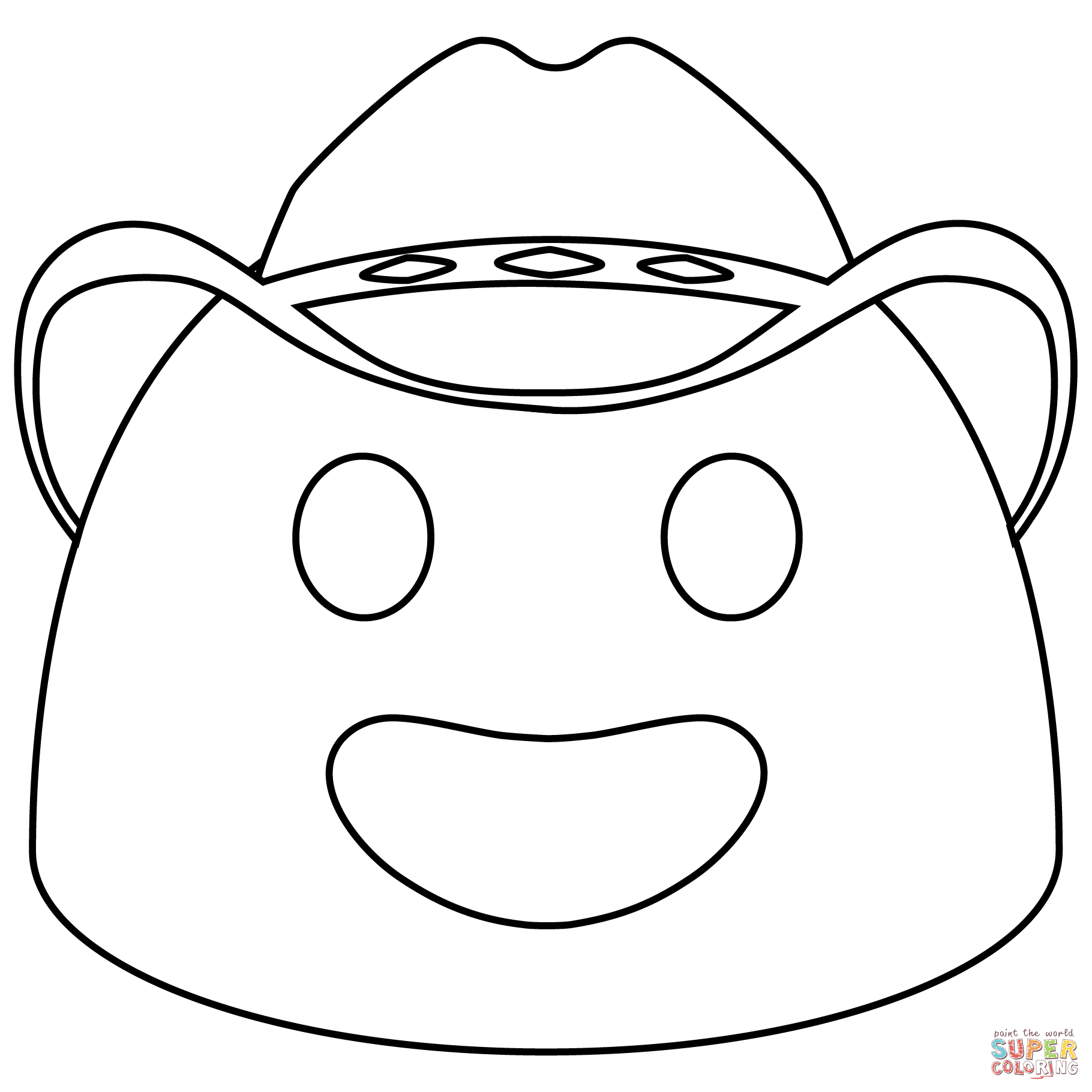 Cowboy hat face emoji coloring page free printable coloring pages