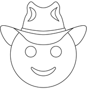 Cowboy hat face emoji coloring page free printable coloring pages