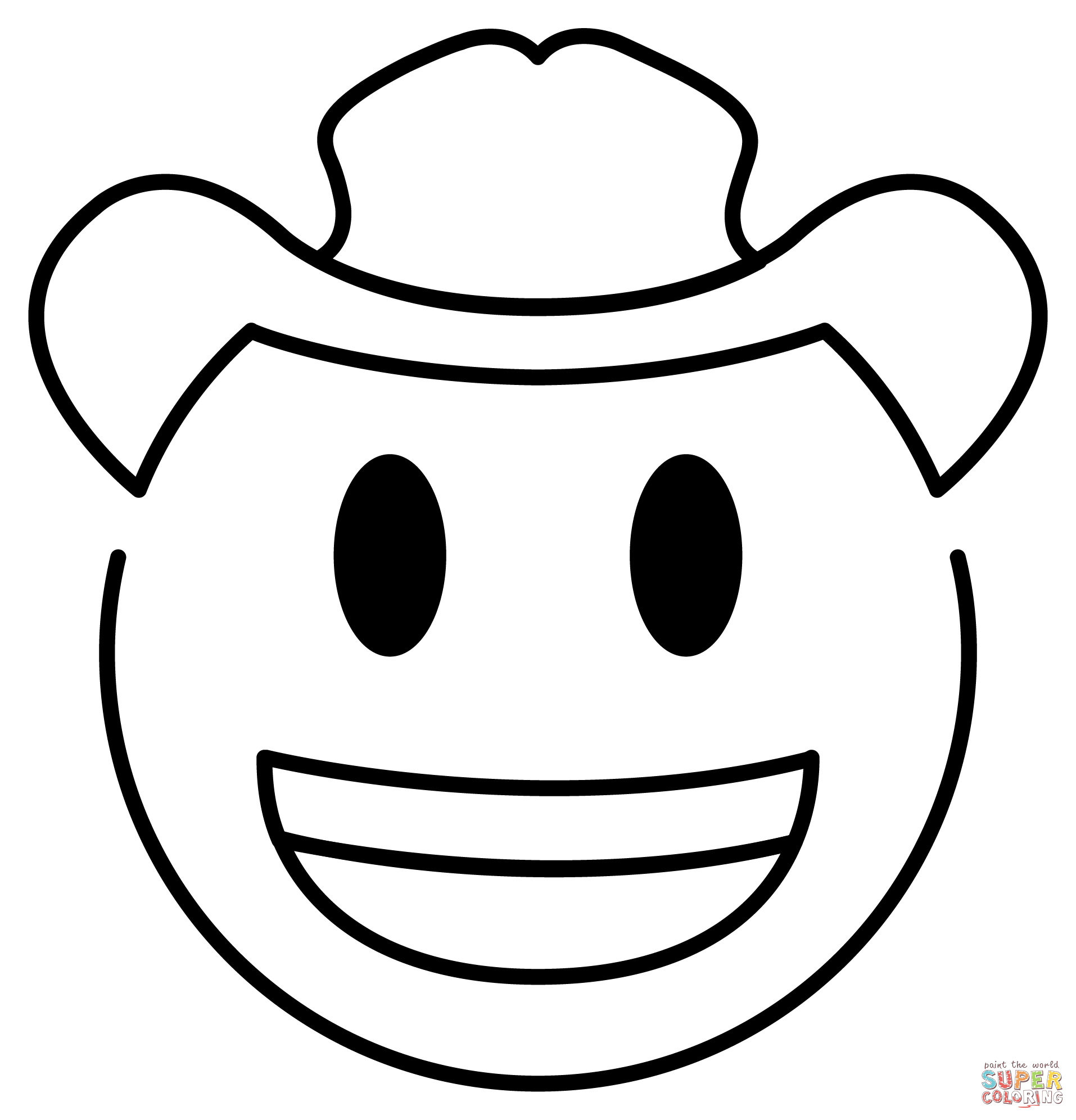 Cowboy hat face emoji coloring page free printable coloring pages