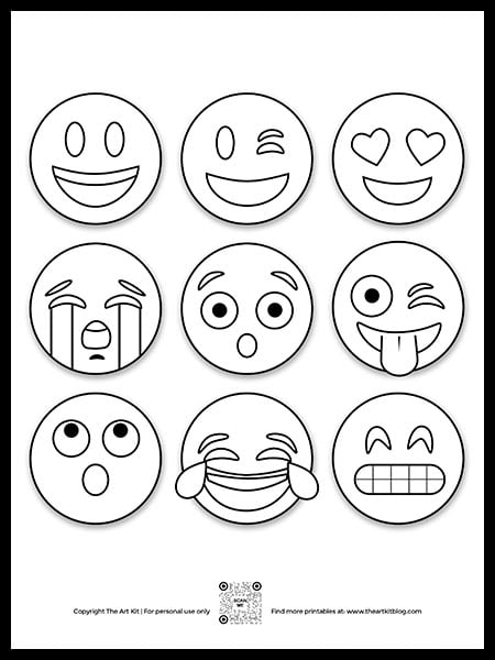 Emoji coloring page â crying face free printable â the art kit