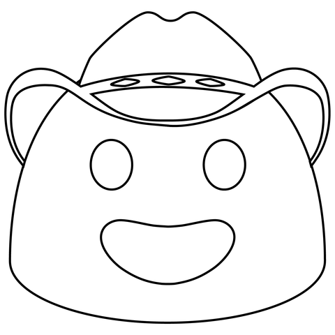 Cowboy hat face emoji coloring page free printable coloring pages