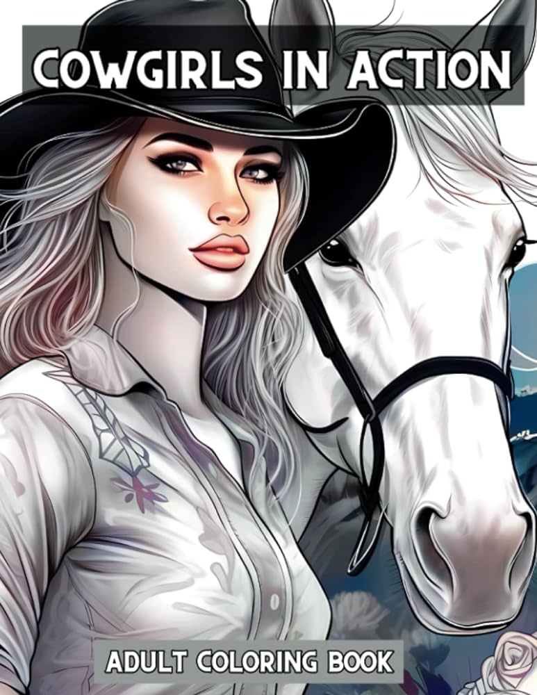 Cowgirl coloring book for adults cowgirls in action