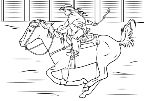 Cowgirl riding horse coloring page free printable coloring pages