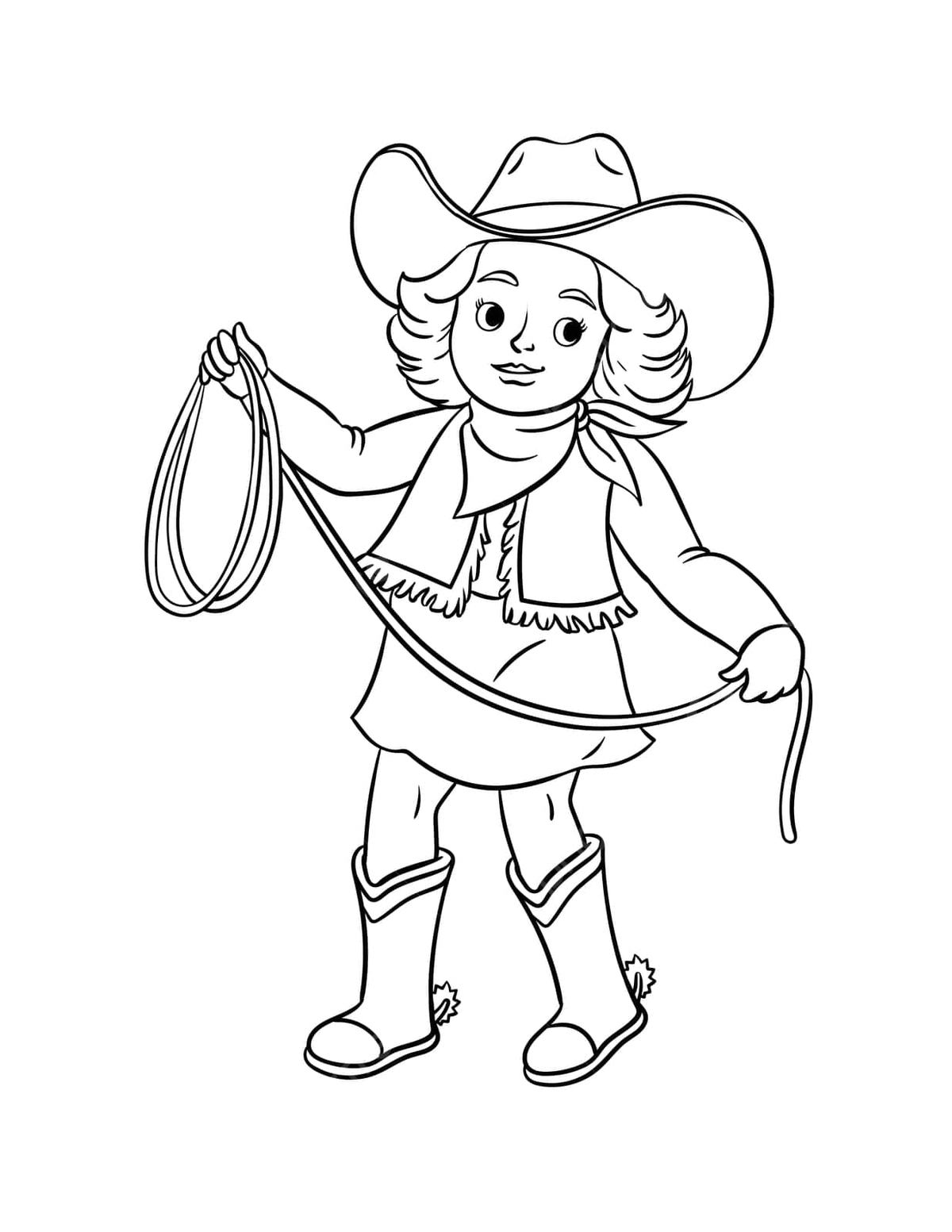 Isolated coloring page of a cowgirl with a lasso vector cow drawing girl drawing ring drawing png and vector with transparent background for free download