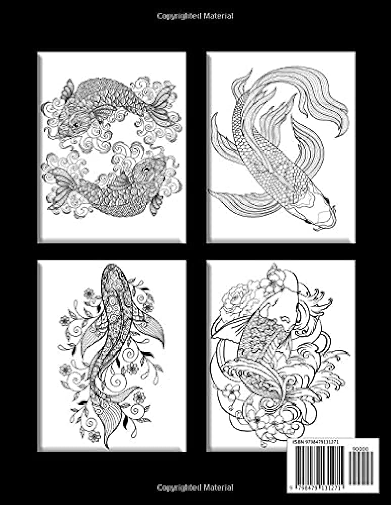 Koi fish coloring book for adults betiful japanese koi fish coloring book anti