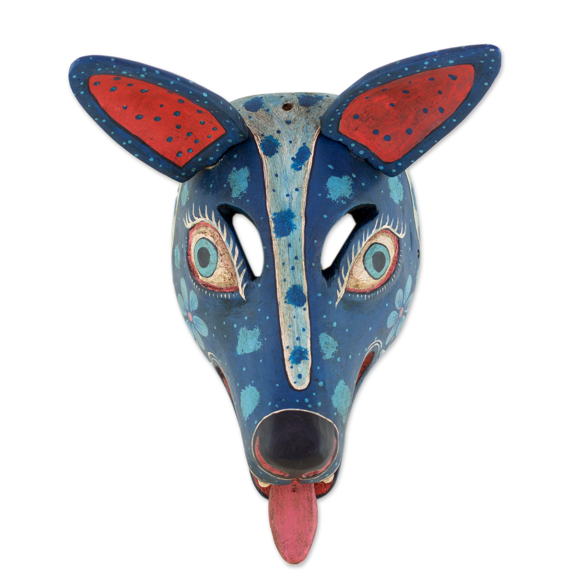 Unicef guatemalan artisan hand carved and painted wood coyote mask