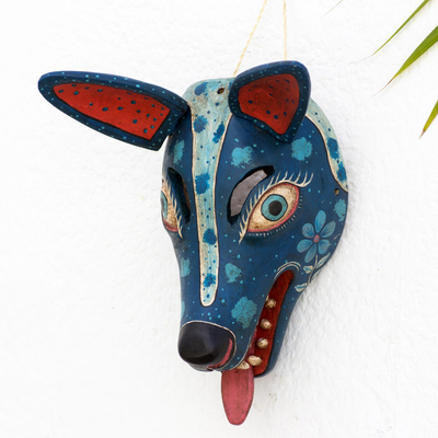 Unicef guatemalan artisan hand carved and painted wood coyote mask