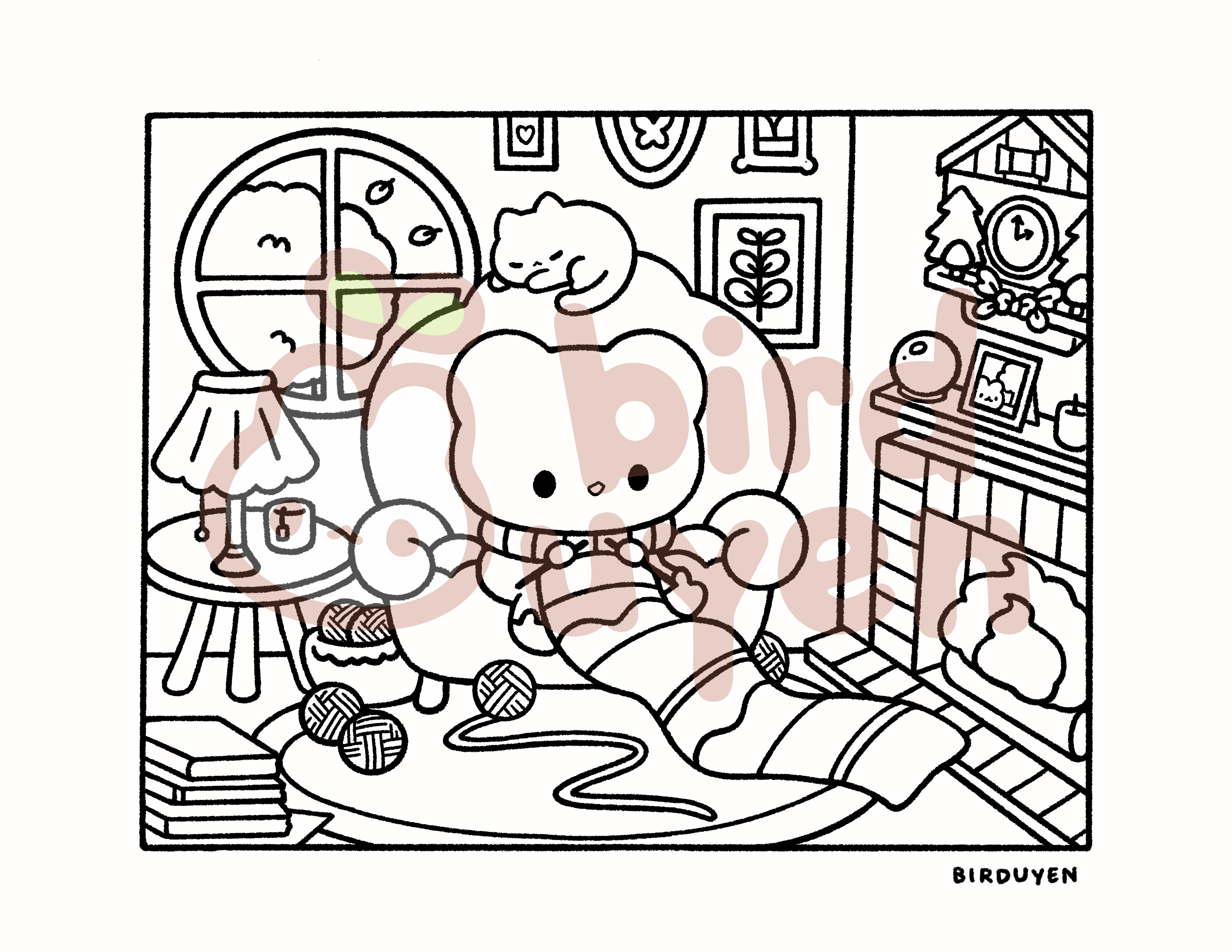 Digital download â cozy day coloring page â