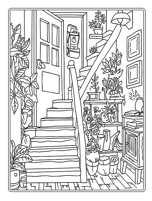 Cozy places a home interior design coloring book