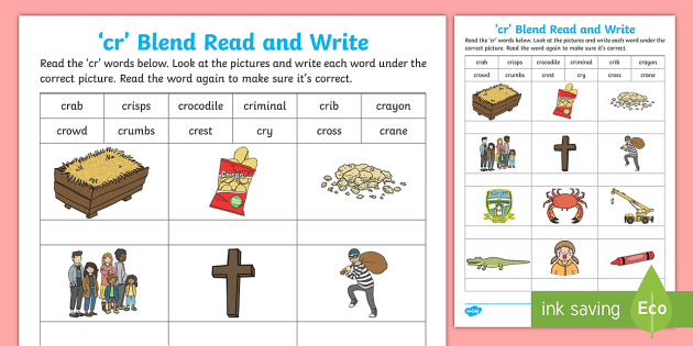 Phonics cr sound phonics worksheet primary resources