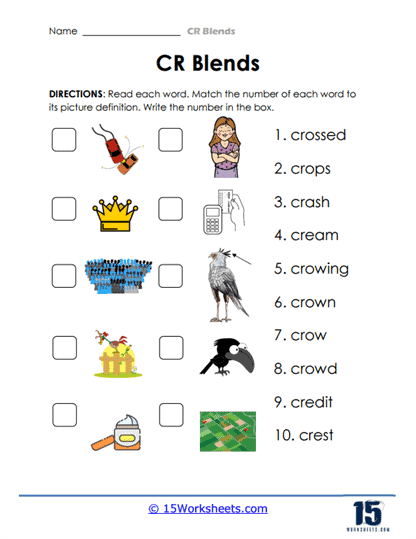 Cr blends worksheets